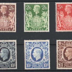 #471 GB 1939 Square high values set of 6 vf mint 2/6d - £1 sg476-478c c£425