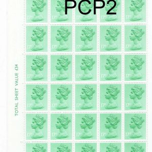 #527 GB 1971 Machin 17p green PCP2 um blk of 50 MCC£100 sgX951