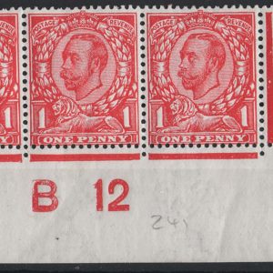 #407 GB 1911 1d die 2 wmk cypher sg345 um B12(w) plate 16a corner pair, perf type 2