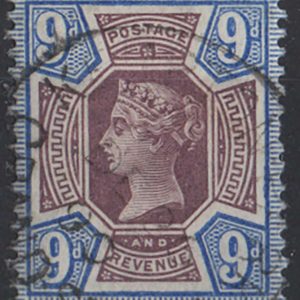 #350 GB 1887 9d purple & blue sg209 vfu, crisp cds