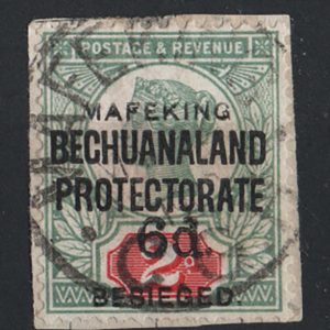 #033 Cape of Good Hope 1900 Mafeking 6d on 2d green & carmine vfu on piece sg8 c£150