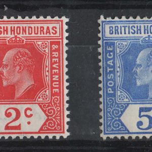 #025 British Honduras 1908 Colour change set of 4 1c - 25c sg95-100 f mint