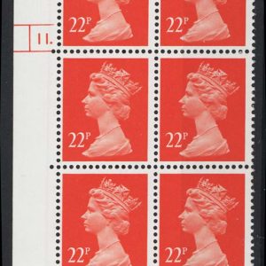 #600 GB Machin Cyl blocks  Machin 22p ACP/PVAD orange-red cyl 11 dot, low OBA