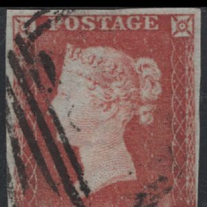 #112 GB 1841 1d red plate 165 KI vfu, generally 4 good margins - almost touched  I-square sg8