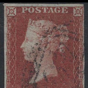 #114 GB 1841 1d red plate 165 PD vfu, 4 good margins sg8