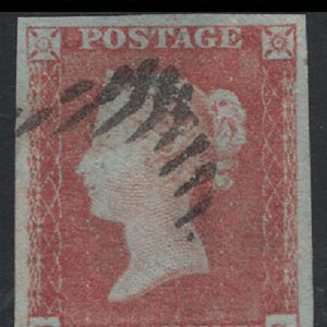 #130 GB 1841 1d pale red-brown (worn plate) plate 168 BG vfu, 4 large margins sg9
