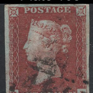 #118 GB 1841 1d red plate 168 NJ fu, 4 large margins sg8
