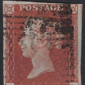 #123 GB 1841 1d red plate 170 RD fu, 4 good-huge margins sg8