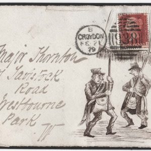 #305 GB 1879 Fine illustrated front franked 1d plate 205 from the Major Thornton correspondence