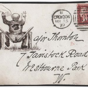 #303 GB 1879 Fine illustrated front franked 1d plate from the Major Thornton correspondence
