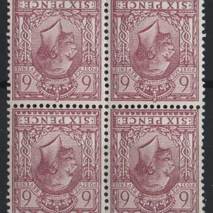 #451 GB 1924 6d chalky paper wmk inverted f mint blk of 4 2x um sg426wi c£64