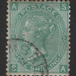 #255 GB 1867 1s green plate 5 vfu cds sg117