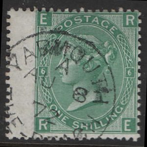 #254 GB 1867 1s deep green plate 6 vfu cds sg115