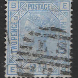 #284 GB 1873 2½d blue plate 20 sg142 fu