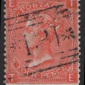 #233 GB 1865 4d vermillion plate 11 vfu sg95 c£90