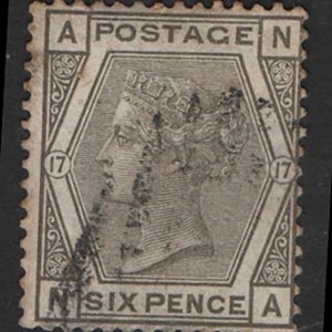 #310 GB 1880 6d grey plate 17 wmk crown vfu sg161