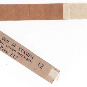 #475 GB 1941 Pale colours 3d fine C960 coil leader #12 with 4 stamps attached sg490 um