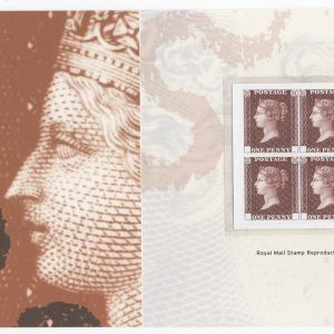 #550 GB 2011 QV 1d Red in Block of 4, Official Royal Mail Reprint in Presentation Pack um