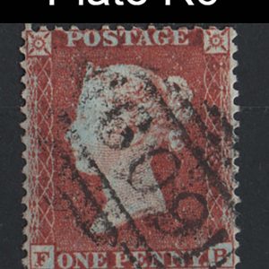 #171 GB 1854 1d red-brown die 1 small crown perf 14 fu sg22 (Plate R6 OH) Spec C2 c£100