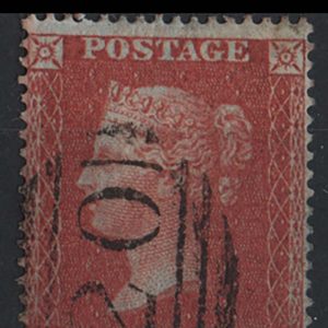 #163 GB 1854 1d red-brown die II small crown perf 16 fu sg21 (Plate 14 NE) Spec C4 c£120
