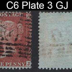 #183 GB 1854 1d red-brown die II large crown perf 14  blued paper fu, plate 3 GJ Spec C6 c£2500 sg29
