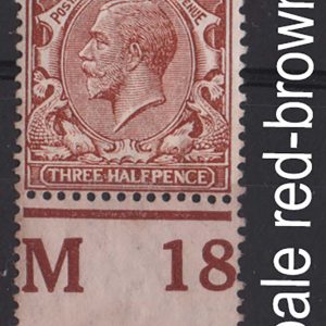 #415 GB 1912 1½d pale red-brown um M18(P) control single sg362var Spec N18(2)