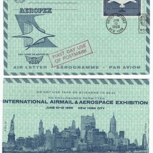 #743 United Nations 1966 AEROPEX aerogramme vfu First Day cancel - airletter