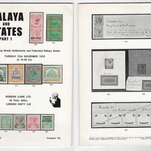 #620 Malaya  Robson Lowe catalogue 23 Nov 1976 with prices realised