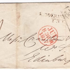 #042 GB 1817 Neat entire to Edinburgh, Kidderminster type W mileage marking + boxed 'additional ½d'