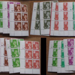 #605 GB Machin Cyl blocks  Regionals range as image, all fine um, Face Value £51.90