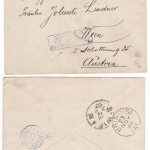 #652 Netherlands Indies 1887 Fine cover to Austria via Brindisi franked 25c KOTTA RADJA cds, NED-IND-PENANG backstamp