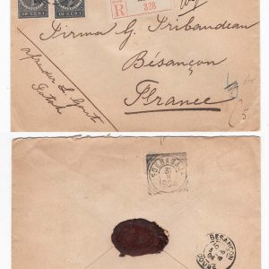 #654 Netherlands Indies 1904 Neat registered cover from MENADO to France franked 4x 10c