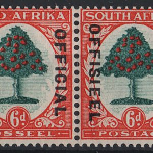 #720 South Africa 1935 6d Official die 1 sgO24 f mint pair c£85