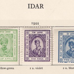#613 India - Idar 1944 ½a (both shades) - 4a vf mint sg3-6 + 3a