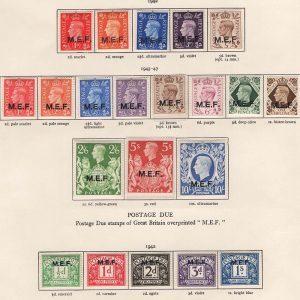 #029 British Occupation Italian Colonies 1942 MEF 1942 1d - 5d set of 5, 1943 1d - 10s set of 11 and Postage Dues set vf mint sgM1-M5, sgM11-M21, sgMD1-5