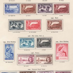 #643 Montserrat 1942 Perf 14 ½d - £1 set of 12 vf mint sg101a-112, plus Silver Wedding, Victory & UPU sets c£126
