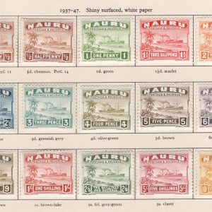 #648 Nauru 1924 ½d - 10s shiny paper set of 15 f mint sg27B-39B + ½d perf 14