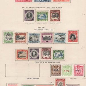 #680 Niue  1937- 1946 f mint lot incl 1938 defins [3], multiple wmk Arms [4], ½d - 3s sg72, etc c£240+