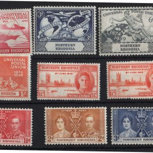 #684 Northern Rhodesia 1937 Coronation, Victory (plus 1½d perf 13½) & UPU sets f mint sg22, etc