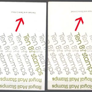 #529 GB 1976 Machin FF1A 85p booklet LM w central imprint, + normal imprint w scarcer perf through margin