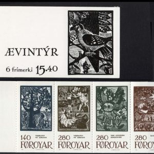 #038 Faroes 1984 15.40 Fairy Tales booklet (Bird cover) 2 copies for displaying both stamps & cover SB3 c£92 - fine