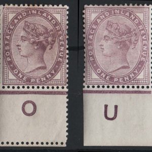 #319 GB 1881 1d lilac controls O(P) and U, f mint singles c£26 sg172