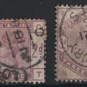 #330 GB 1883 2d lilac & 3d lilac fu cds sg189, 191 c£95