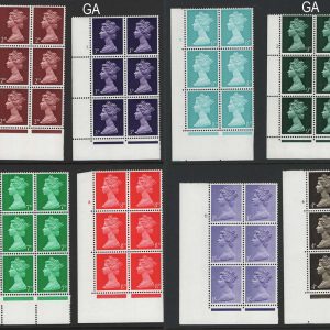 #518 GB 1967 Machin cyl blks: 1d 2, 2d 1, 3d GA 1., 5d 1, 7d 3, 8d 2., 8d 3., 9d GA 2.,10 1, 1s 11, 4d CB 4 all um c£47+sg611, etc