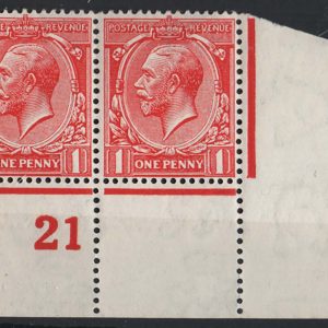 #413 GB 1912 1d carmine-red um Q21(P) corner pair sg360 c£40 as singles