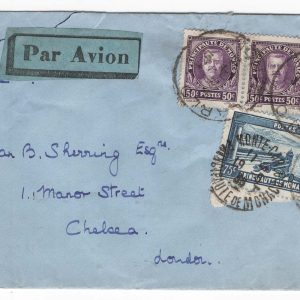 #640 Monaco 1936 Airmail cover to London, multiple franking