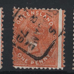 #706 Queensland 1879 1d die I wmk crown/Q type 5 orange-brown sg128 fu, ditto die II sg128a c£110 also a 2d blue
