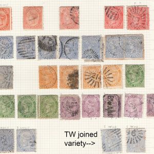 #705 Queensland 1879 1d - 1s range wmk crown/Q type 6, generally fu, incl shades & die types c£410+, the 2x 2d, two with TW joined variety