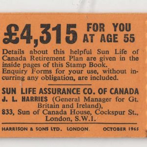 #577 GB Booklets  N22p 2s violet phosphor October 1965, 3d at right (good perfs) on 3d/1d pane