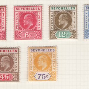 #713 Seychelles 1906 MCA set 2c - R2.25 less R1.50 vf mint sg60-70 ex 69 c£90 plus 3 duplicates - shades, maybe varieties?